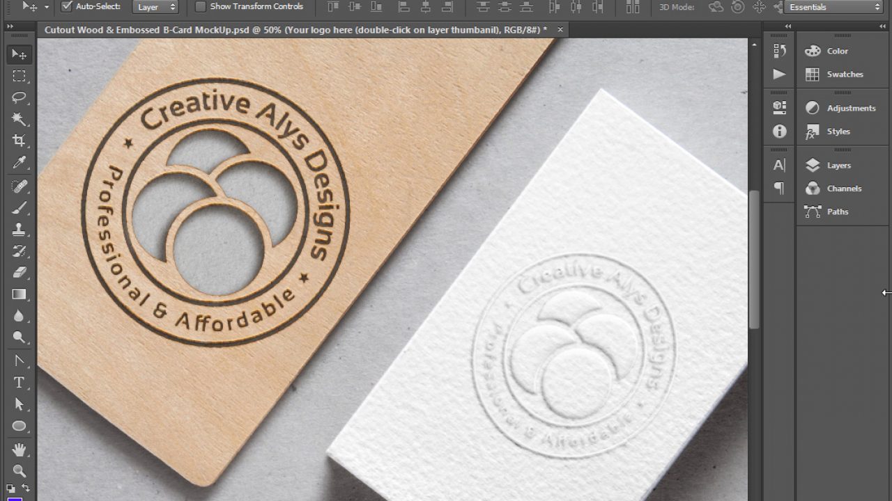 Download Cutout Wood Embossed Business Card Mockup Creative Alys