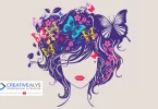 Beautiful Woman Head Floral Vector Artwork