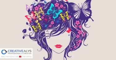 Beautiful Woman Head Floral Vector Artwork