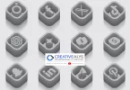 3D Monochromatic Glossy Social Media and AI Vector Icons