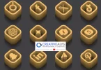 Golden 3D Social Media and AI Vector Logos