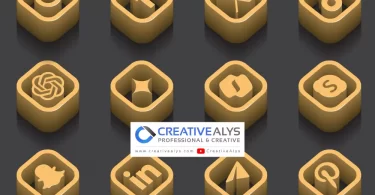 Golden 3D Social Media and AI Vector Logos