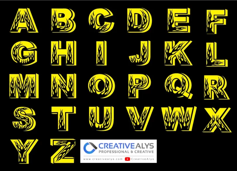 Flaming Alphabet Vector Pack