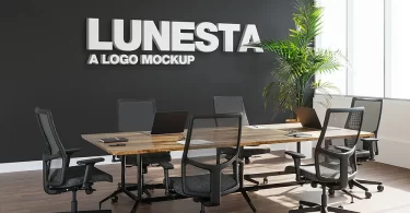 Office Conference Room 3D Logo Mockup