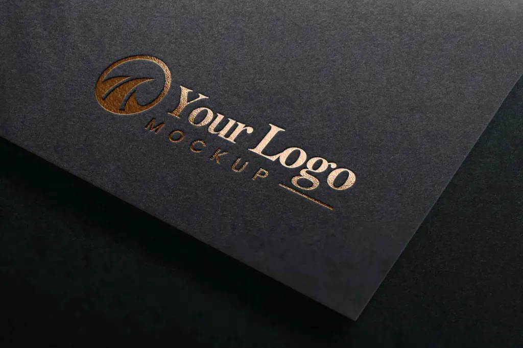 Luxury Gold Logo Mockup on Black Cardboard