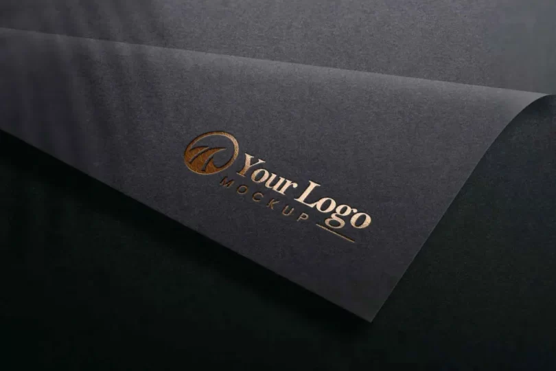 Luxury Gold Logo Mockup on Black Cardboard