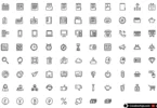 100 Stroke-Style Vector Icons Collection