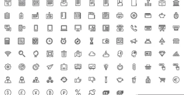 100 Stroke-Style Vector Icons Collection