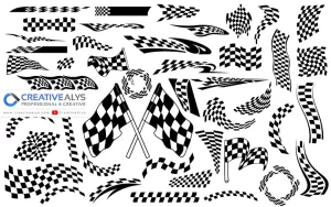 Vector Racing Flag Silhouettes