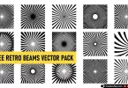 Retro Beams Vector Pack – 15 unique sunburst and radial beam designs in black and white, free vector download