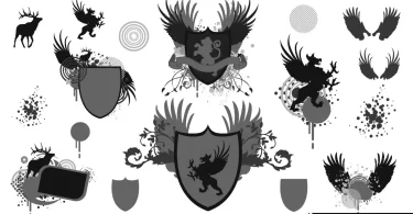 Heraldic elements and crests in vector AI, EPS, SVG formats for bold logo design