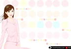 Modern fashion girl vector illustration with chic girl in pink outfit and pastel background