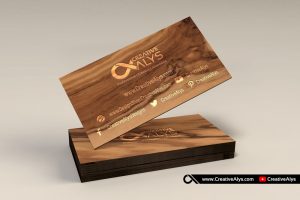 Wooden Business Card PSD Mockup