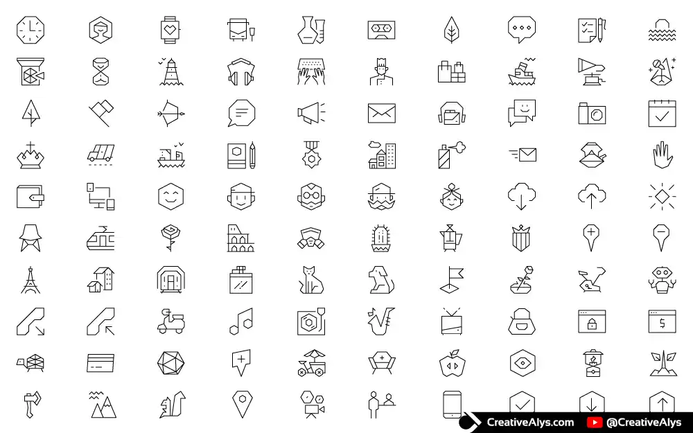 100 Line Icons - Creative Alys