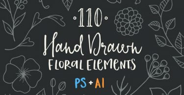 110-Hand-Drawn-Floral-Elements-featured