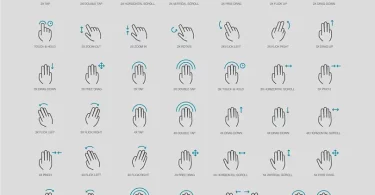 Hand gesture vector icons pack with light and dark mode variations in AI, EPS, SVG formats