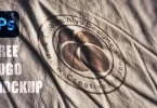 Wrinkled Fabric-Pressed Logo Mockup PSD with embossed branding effect