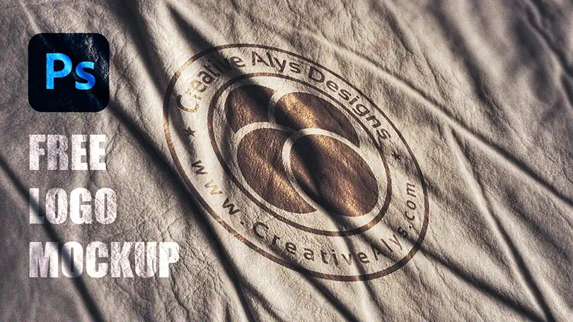 Wrinkled Fabric-Pressed Logo Mockup PSD with embossed branding effect
