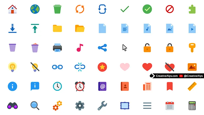 54 flat style icons in SVG PNG EPS formats