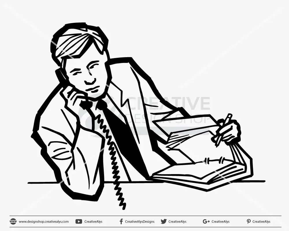 Businessman Making Phone Call Illustration