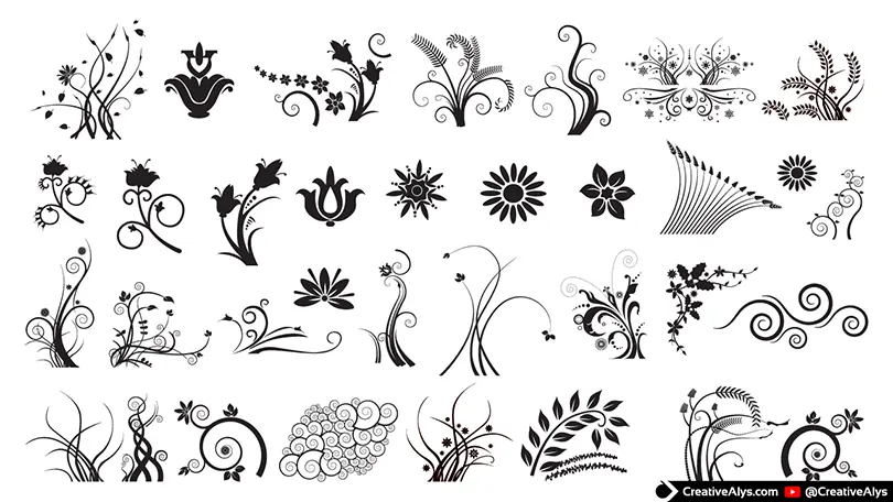 Free floral design vectors in various styles, ready for use in creative projects.