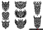 AI-Generated-Tribal-Owl-Tattoos-Free-Vectors