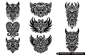 AI-Generated Owl Tribal Tattoo Vectors