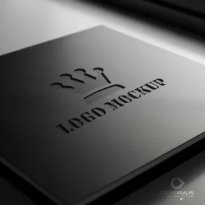 Luxury Engraved Logo Mockup on Dark Surface – PSD Branding Template