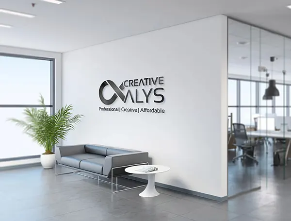 3D Company Logo Display on Office Interior Wall