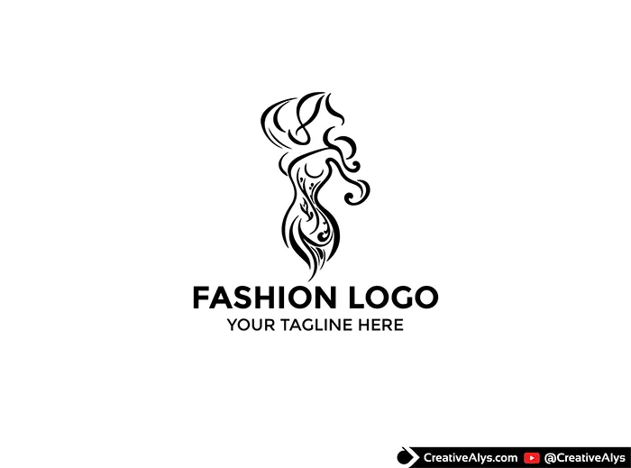 Minimalist solid black woman silhouette fashion brand logo design on a white background.