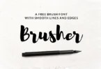 Brusher free brush font with smooth lines and edges on textured paper with a brush pen