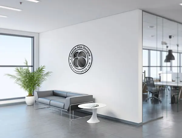 Corporate Branding Logo Mockup displayed in Office Reception