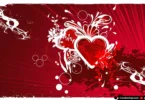 Creative grungy red heart vector background design with floral flourishes and splatters in AI EPS SVG format
