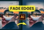 Comparison showing how to fade and feather edges in Adobe Illustrator using the Stylize effect. Left: Sharp edges. Right: Soft, blurred edges on a glass ball photo.