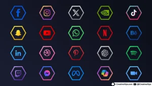 Free 3D Hexagon Social Media Icons Vector Pack (AI, EPS, SVG)