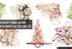 Collection of free elegant floral vector design elements featuring intricate decorative scrolls and vintage floral ornaments.