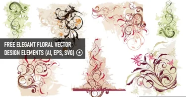 Collection of free elegant floral vector design elements featuring intricate decorative scrolls and vintage floral ornaments.