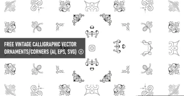 Collection of free vintage calligraphic vector ornaments and corner flourishes in AI, EPS, and SVG formats