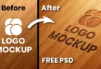 Wood Engraved Logo Mockup PSD Free Download