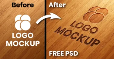 Wood Engraved Logo Mockup PSD Free Download