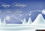 Happy Holidays and New Year winter vector artwork with snowflakes and festive typography