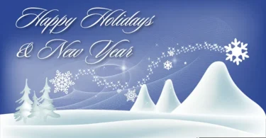 Happy Holidays and New Year winter vector artwork with snowflakes and festive typography