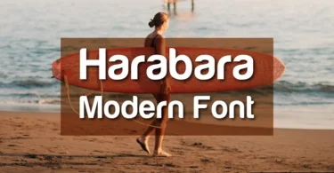 Featured image preview for Harabara Modern Font free download with a bold text overlay on a beach background.