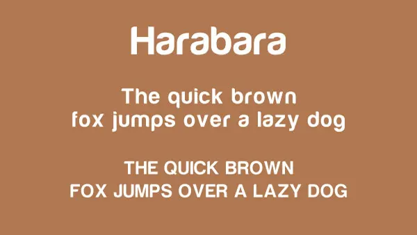 Harabara Modern Font specimen displaying the pangram sentence A quick brown fox.