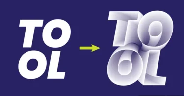 Before and after comparison showing flat typography transforming into a stunning 3D interlocking text effect in Adobe Illustrator.