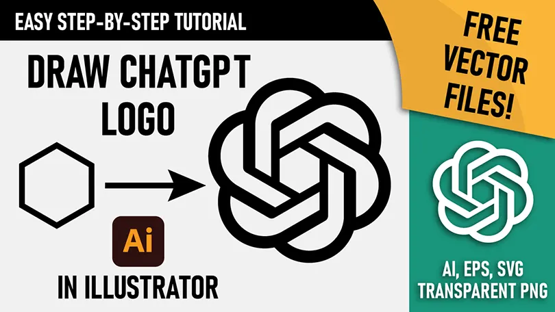 Step-by-step geometric guide to creating the ChatGPT logo in Adobe Illustrator