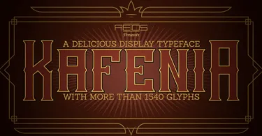 Kafenia vintage display typeface banner showing bold retro styling