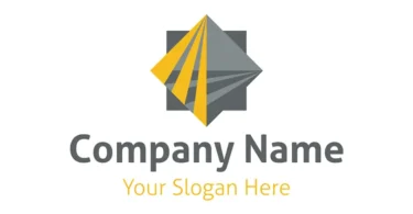 Modern yellow and gray geometric consulting company logo template in vector AI and EPS format