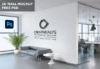 Free Corporate Office Wall Logo Mockup PSD Template