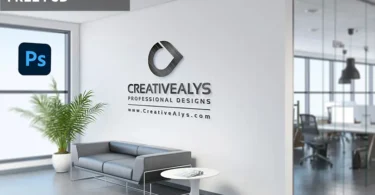 Free Corporate Office Wall Logo Mockup PSD Template
